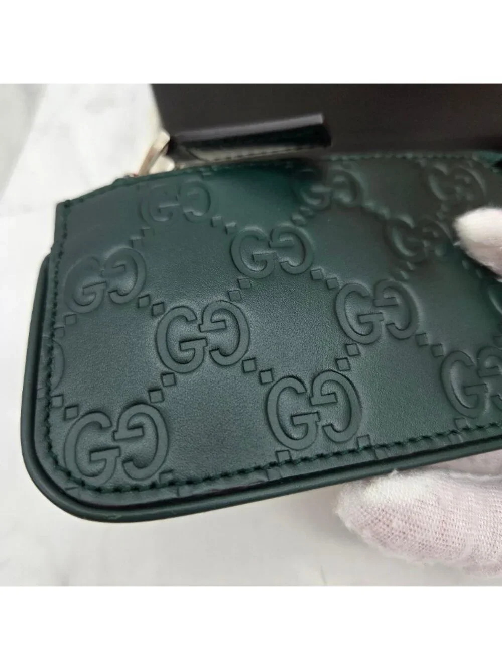 Gucci Guccissima Coin Purse Wallet GG Green Leather